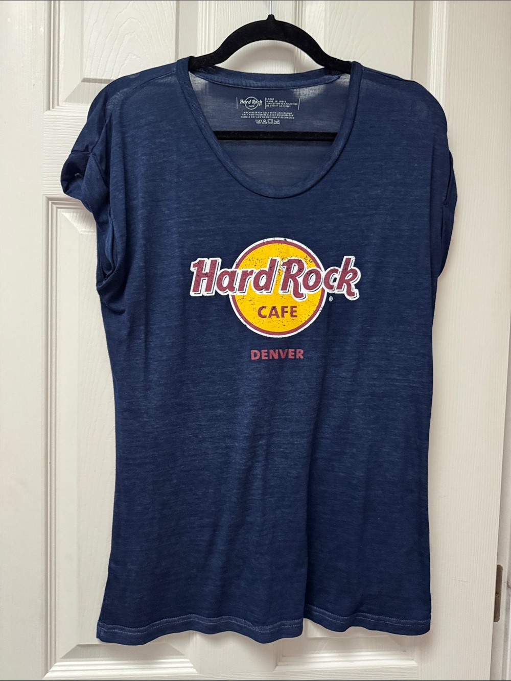 Hard Rock Cafe Navy Denver Logo Short Sleeve Tee